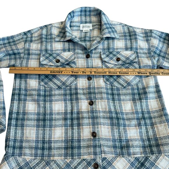 Boston Traders Tweed Plaid Flannel Button Up Shacket Jacket Women's Size L - Picture 5 of 11